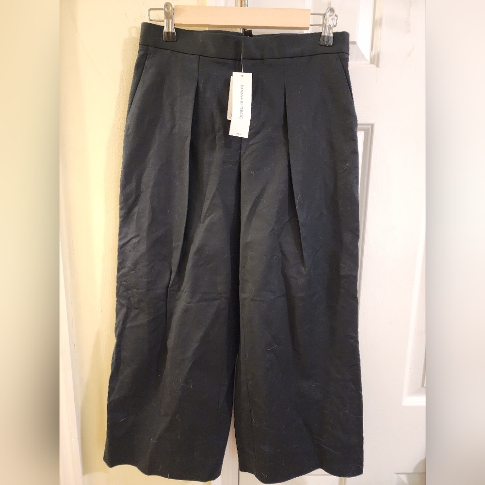 Banana Republic Dark Navy Pleated Cropped Pants